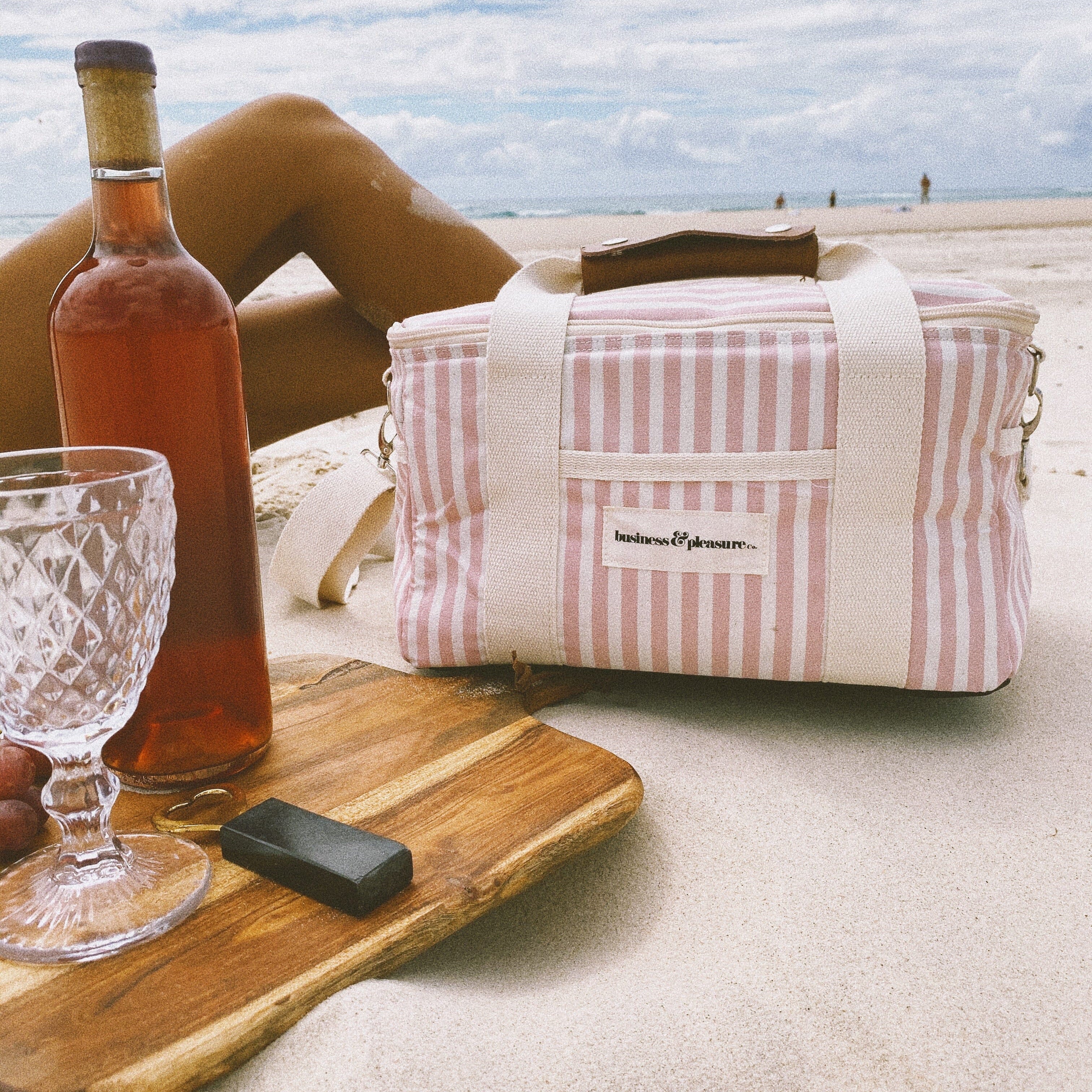 The Premium Cooler Bag - Lauren's Pink Stripe Premium Cooler Business & Pleasure Co