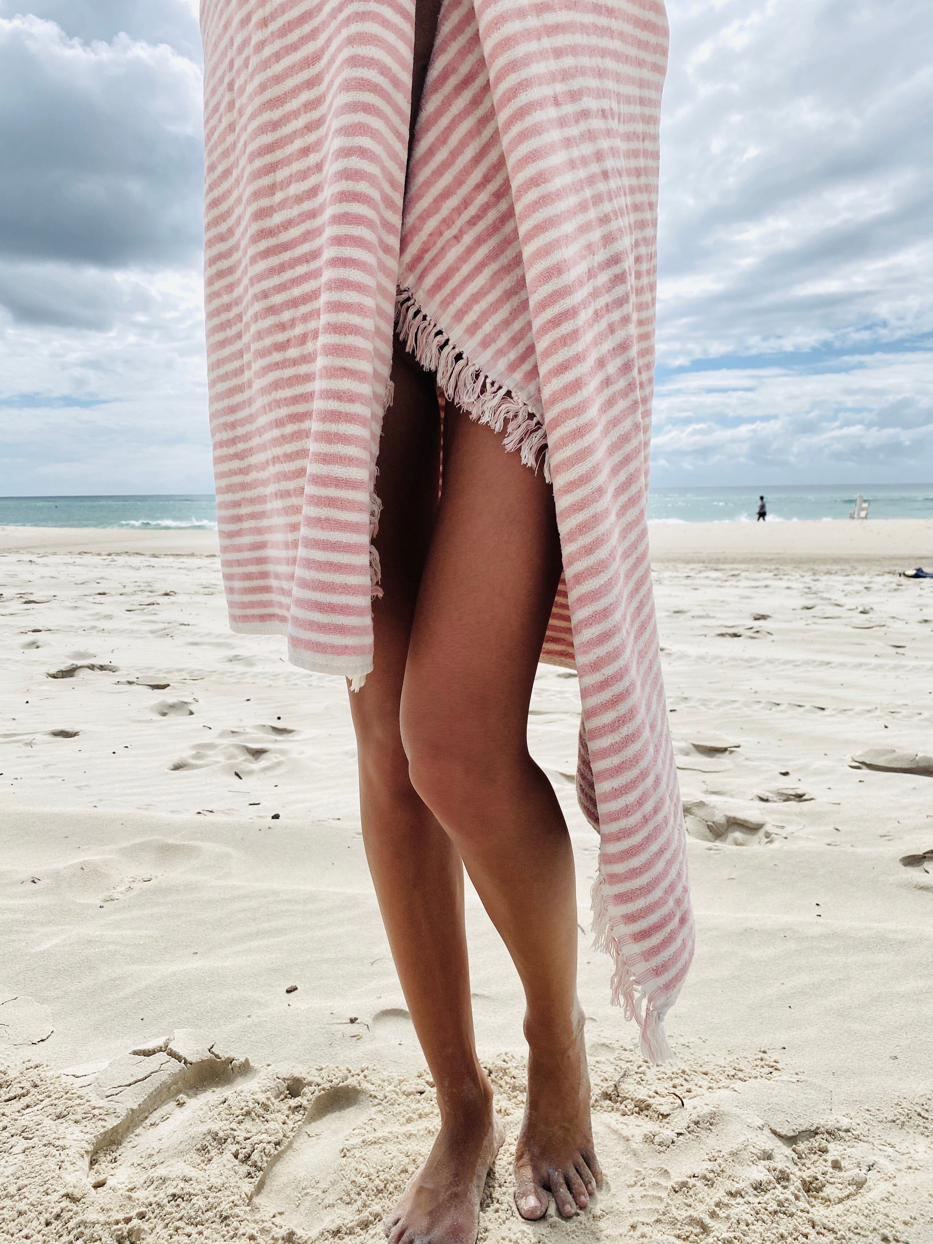The Beach Towel - Lauren's Pink Stripe Beach Towel Business & Pleasure Co