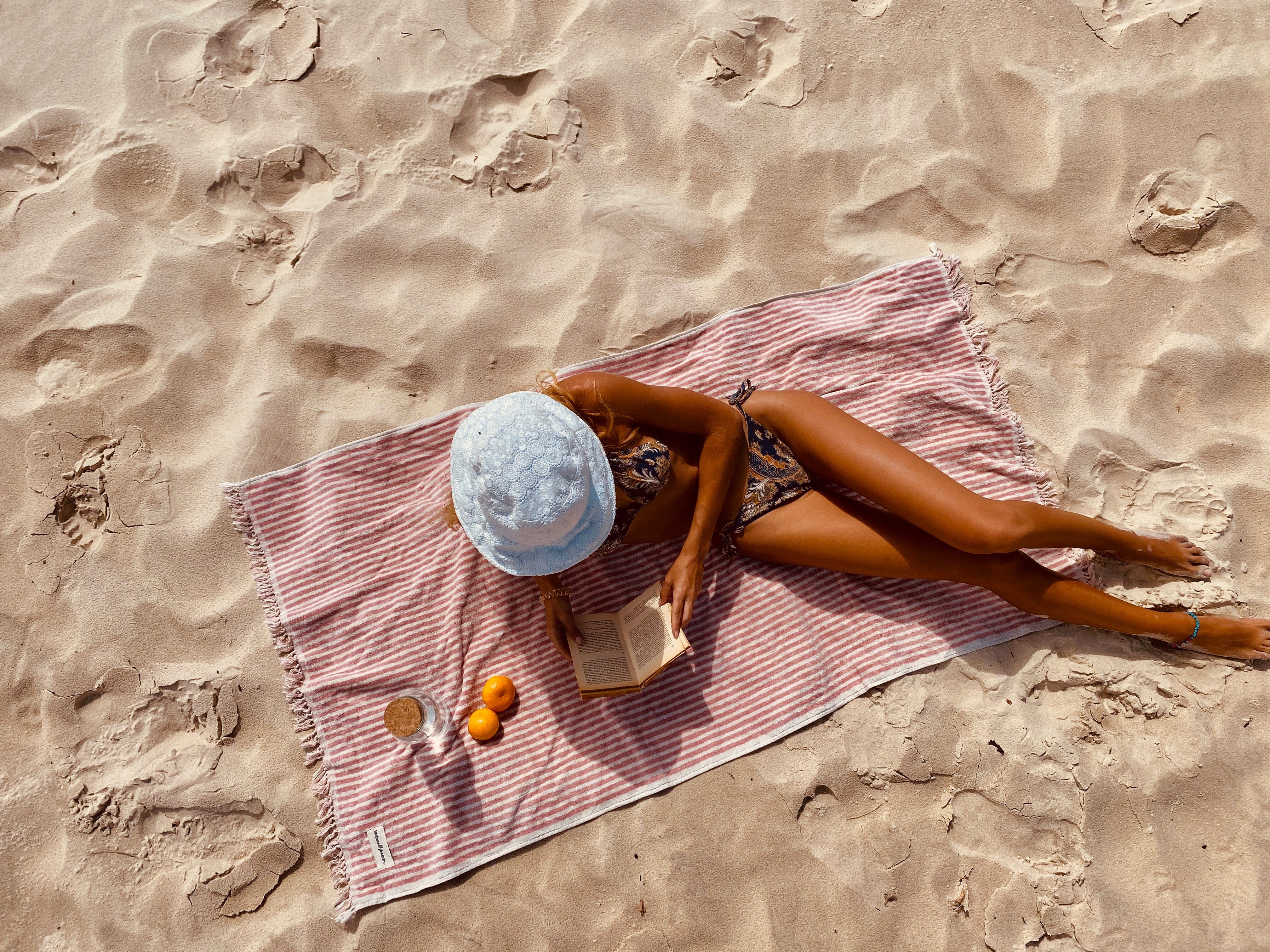 The Beach Towel - Lauren's Pink Stripe Beach Towel Business & Pleasure Co