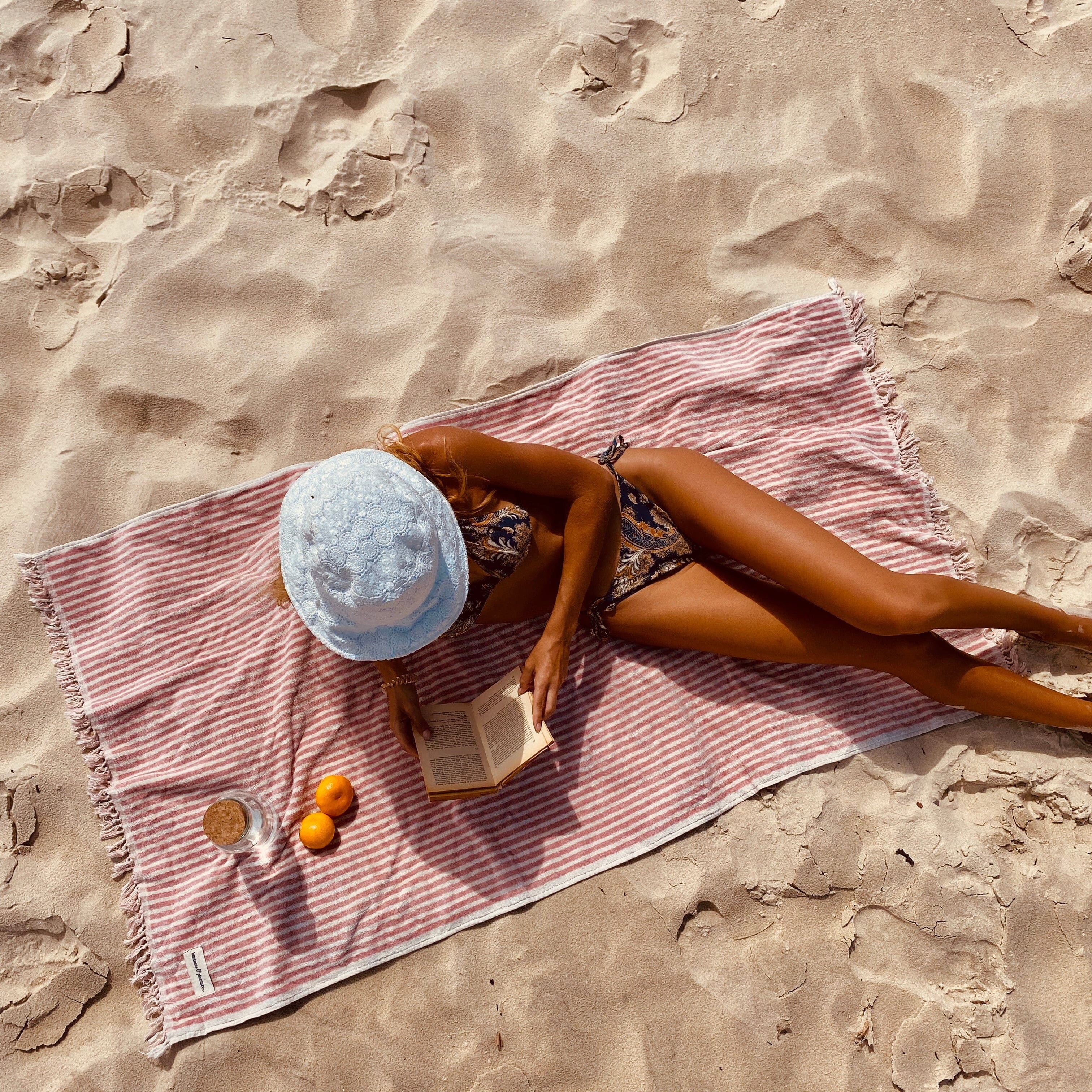 The Beach Towel - Lauren's Pink Stripe Beach Towel Business & Pleasure Co