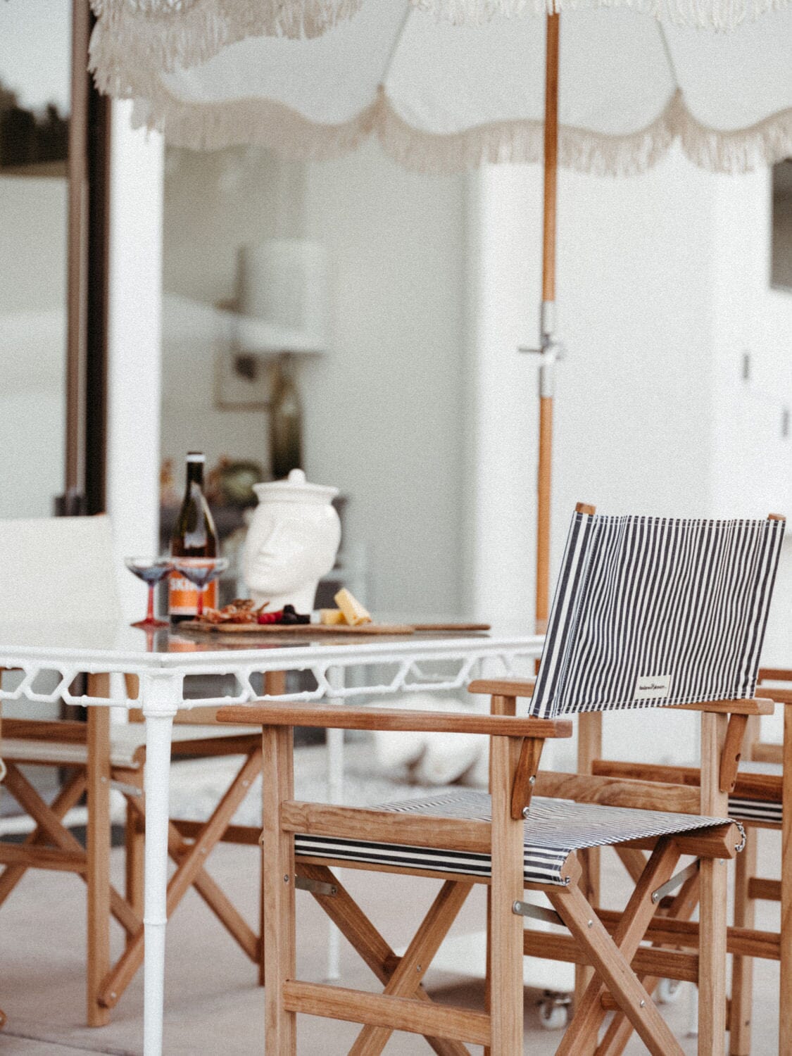 The Directors Chair - Table Height - Lauren's Navy Stripe Director Chair Business & Pleasure Co