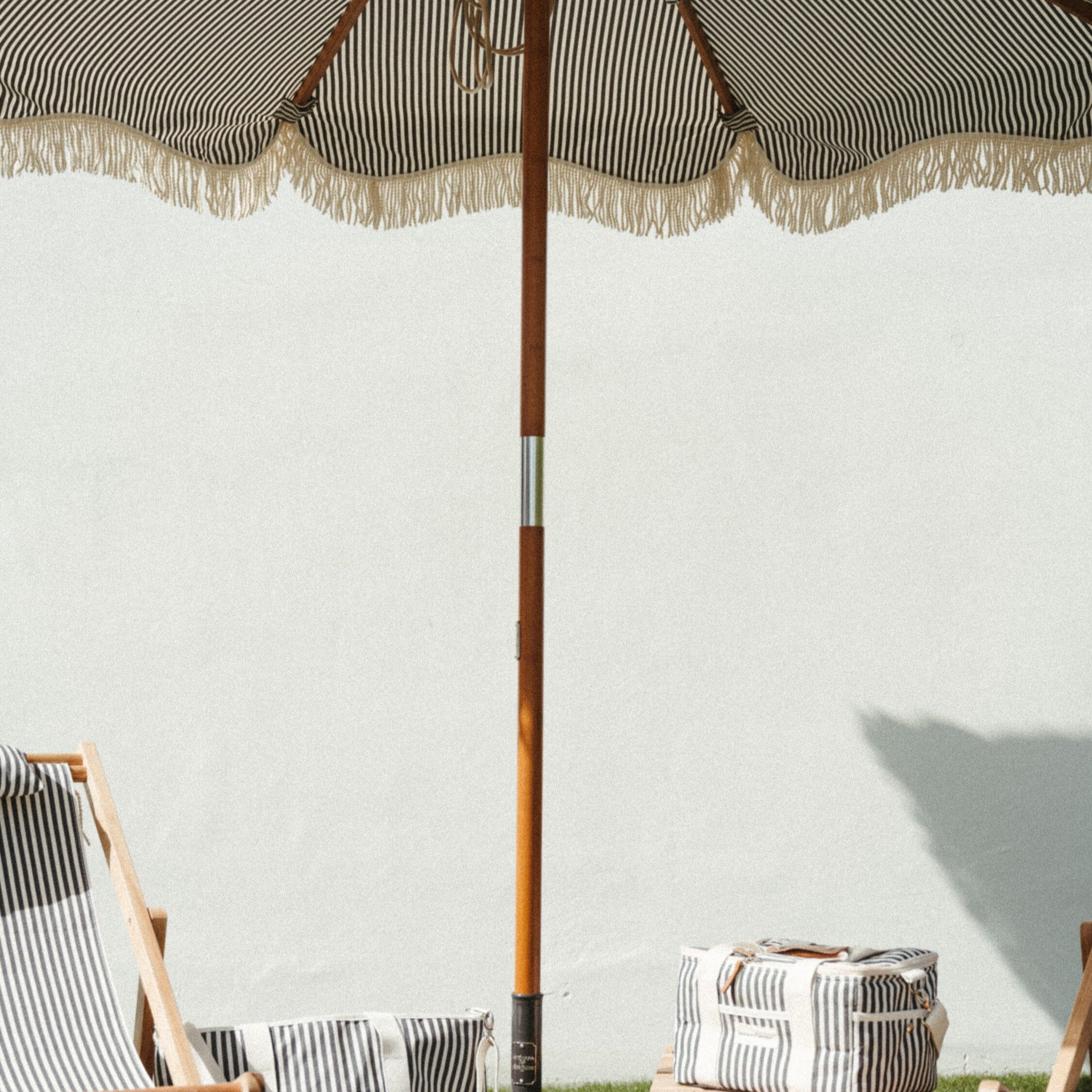 The Market Umbrella - Lauren's Navy Stripe Market Umbrella Business & Pleasure Co