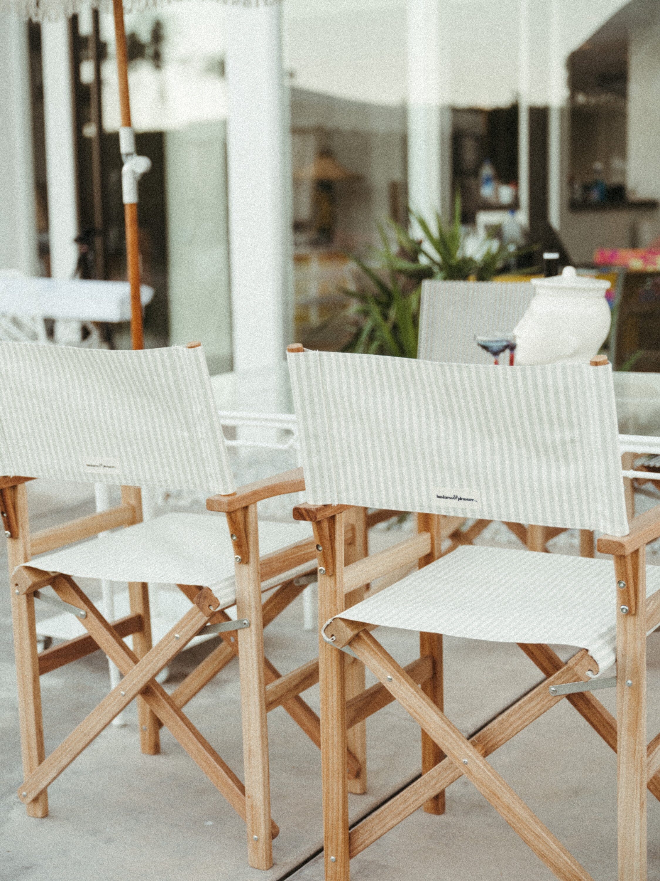 The Directors Chair - Table Height - Lauren's Sage Stripe