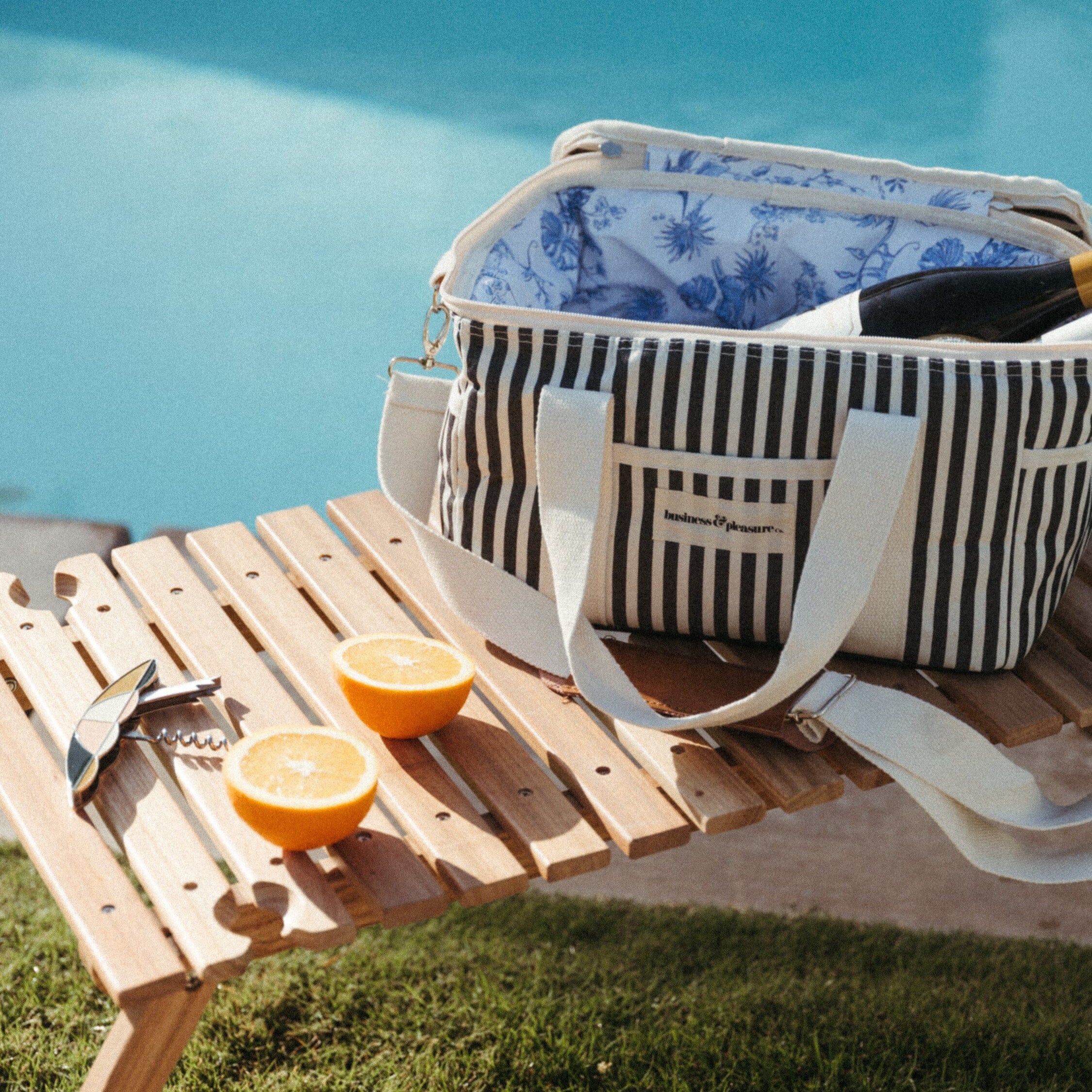 The Premium Cooler Bag - Lauren's Navy Stripe Premium Cooler Business & Pleasure Co