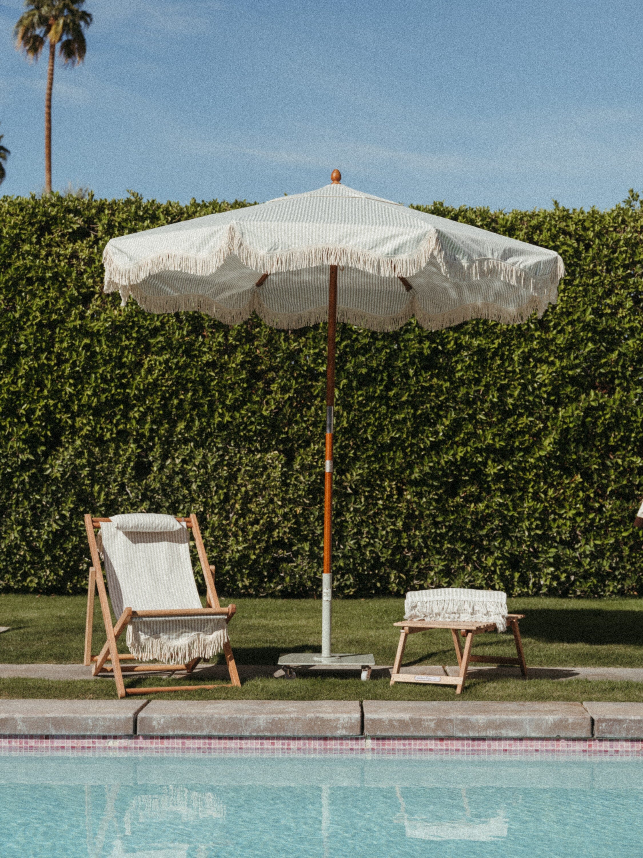 The Market Umbrella - Lauren's Sage Stripe