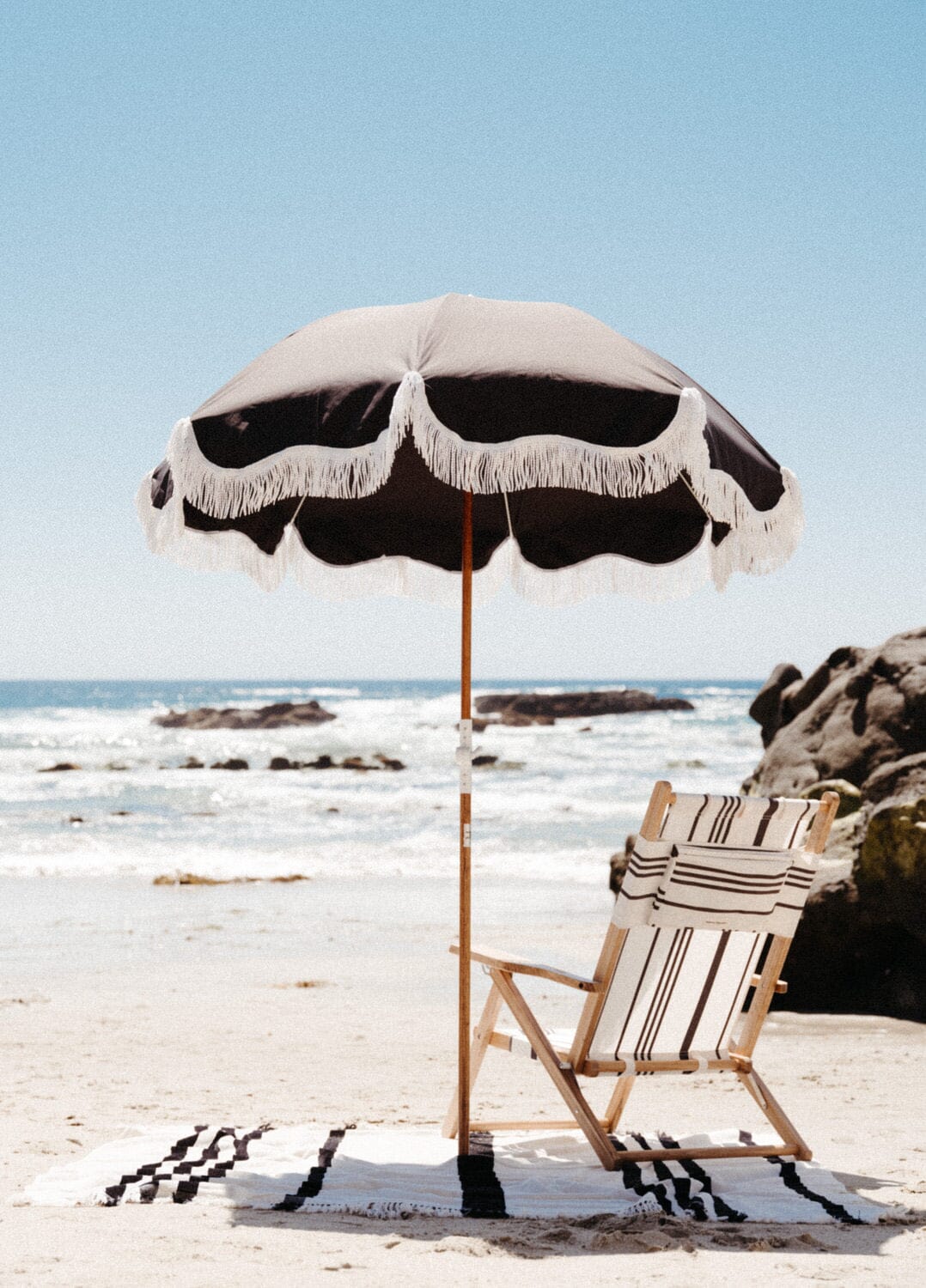 The Holiday Beach Umbrella - Vintage Black Holiday Beach Umbrella Business & Pleasure Co 