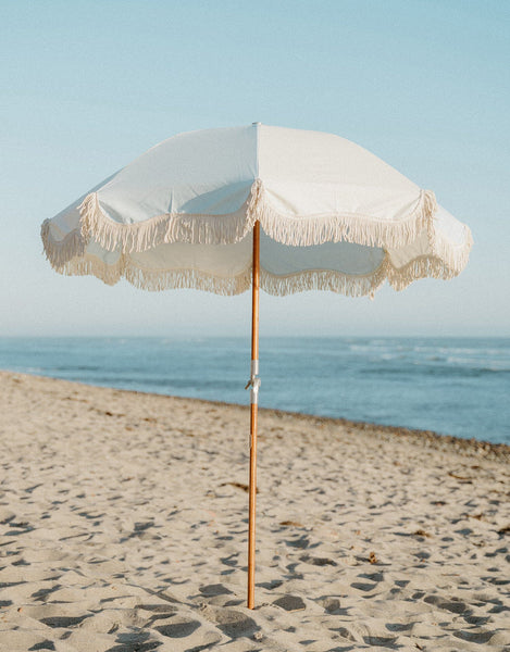 The Premium Beach Umbrella - 70's Panel Blue Cream