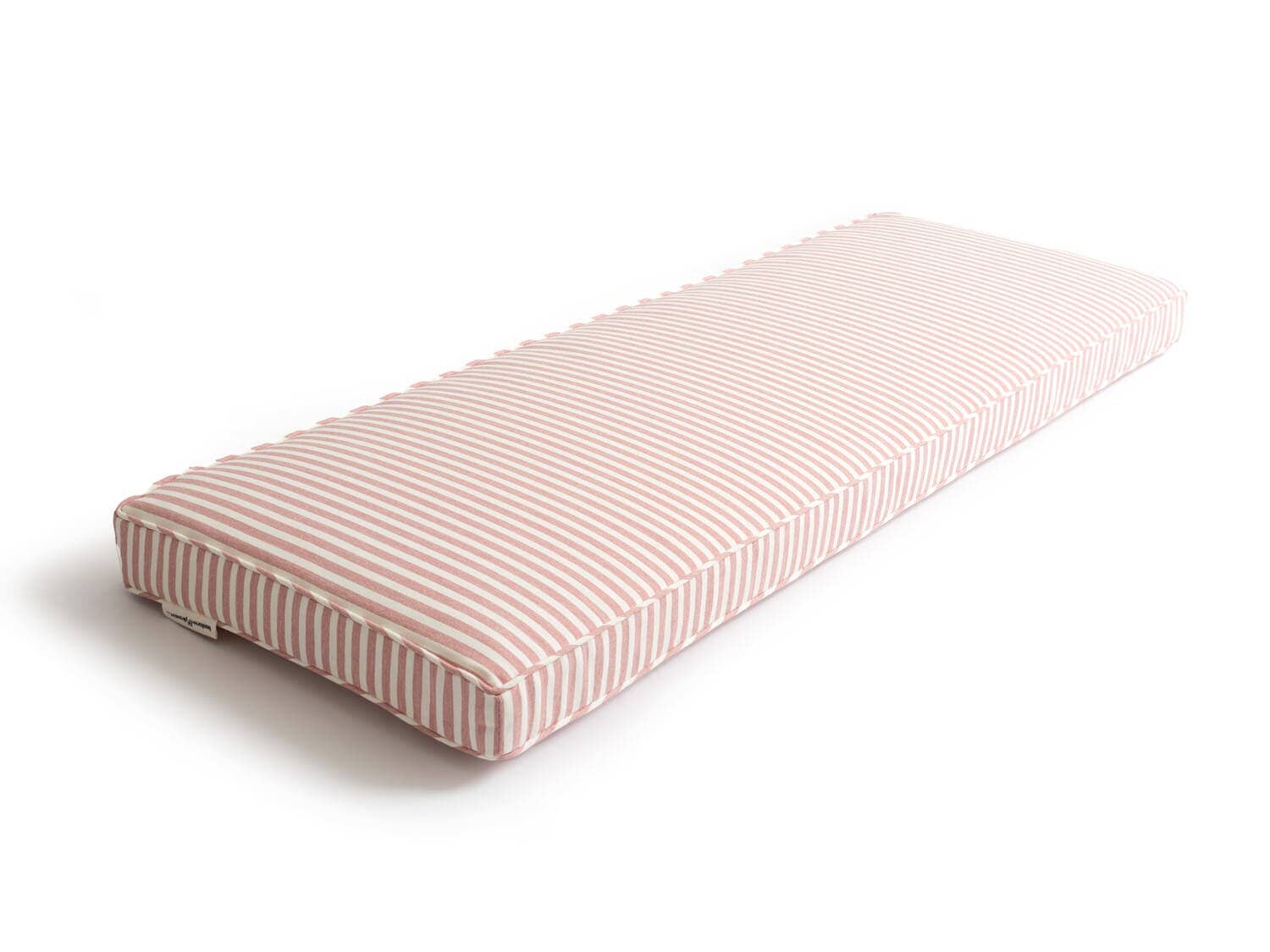 studio image of lauren's pink stripe bench cushion