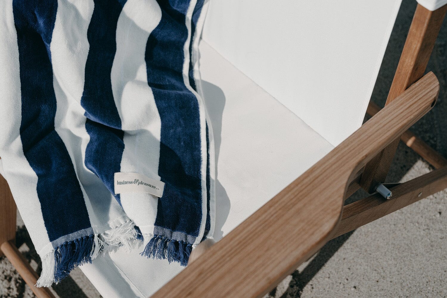 The Holiday Beach Towel - Crew Navy Stripe