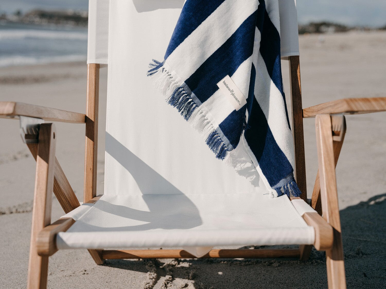 The Holiday Beach Towel - Crew Navy Stripe