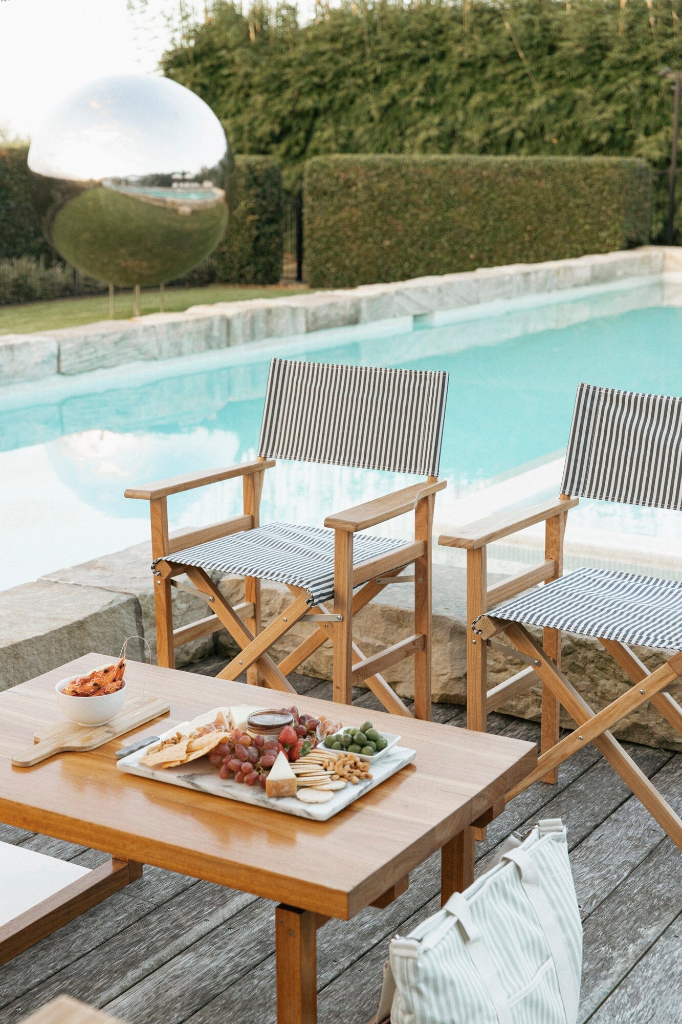 The Directors Chair - Table Height - Lauren's Navy Stripe Director Chair Business & Pleasure Co