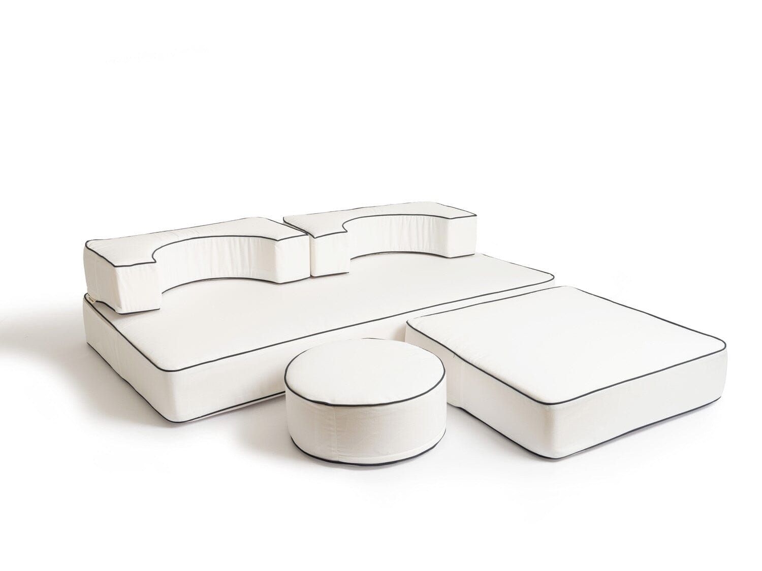 studio image of white modular pillow stack