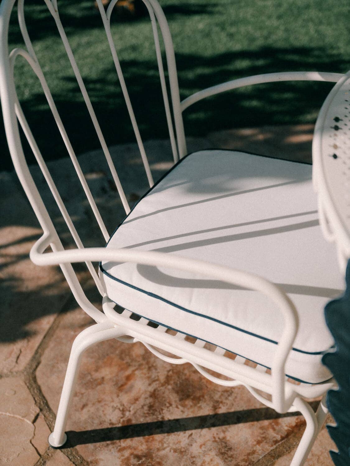 al fresco dining chair on a patio