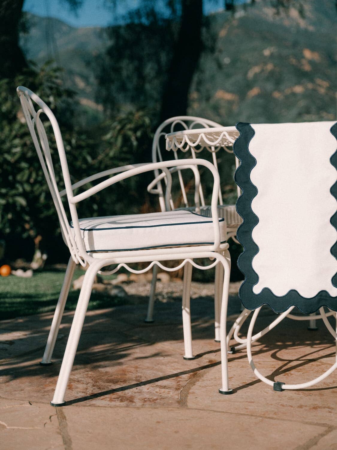 al fresco dining chair on a patio