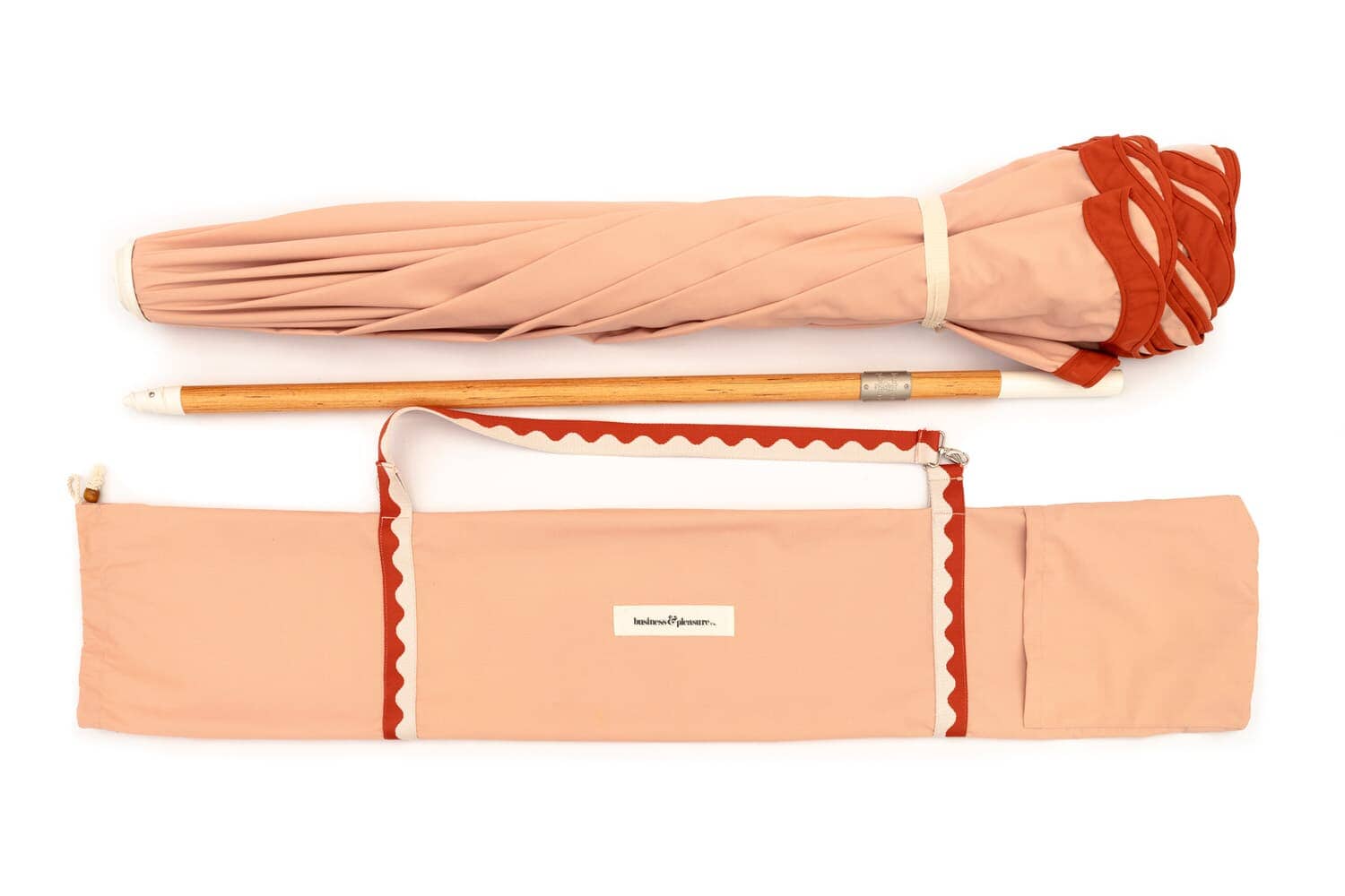 Studio image of Riviera Pink Amalfi Umbrella laying flat