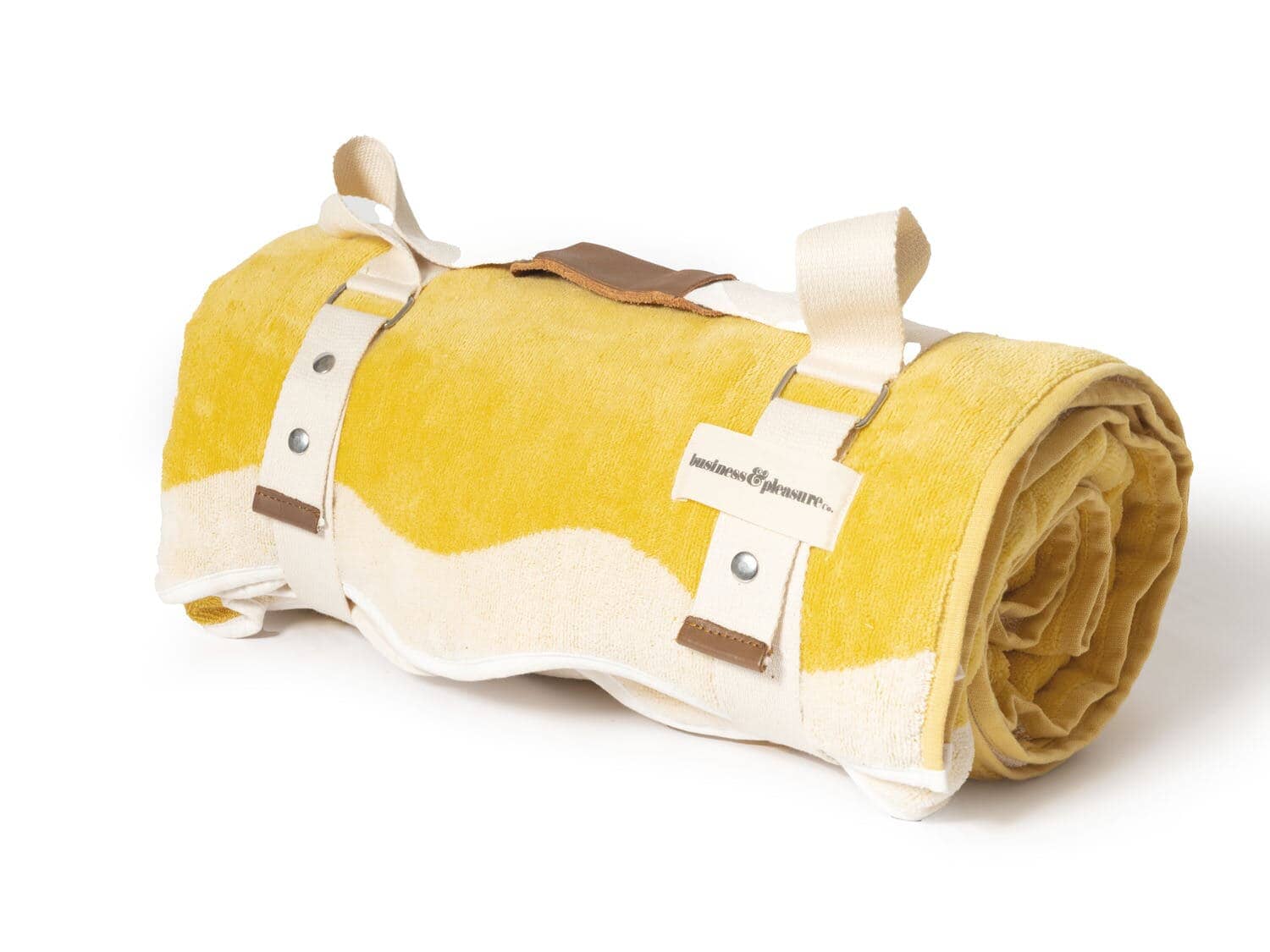 Studio image of riviera mimosa blanket rolled up
