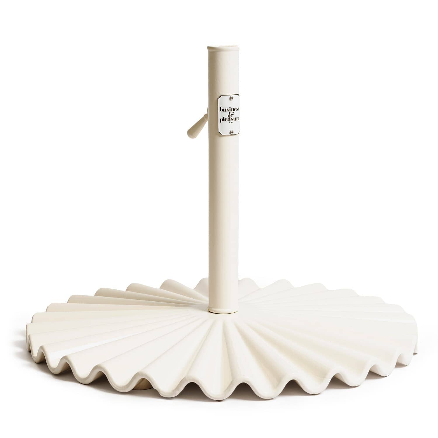 single antique white clamshell umbrella base