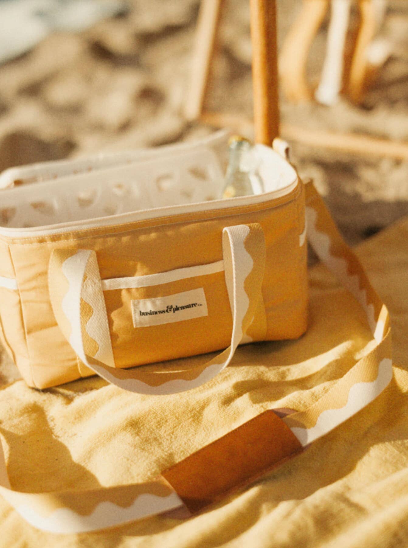 Close up of riviera mimosa cooler & towel