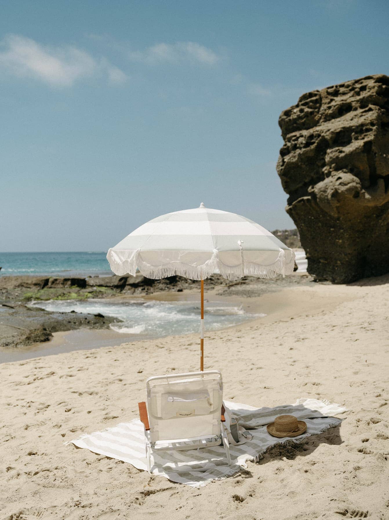 sage holiday beach umbrella on the beach