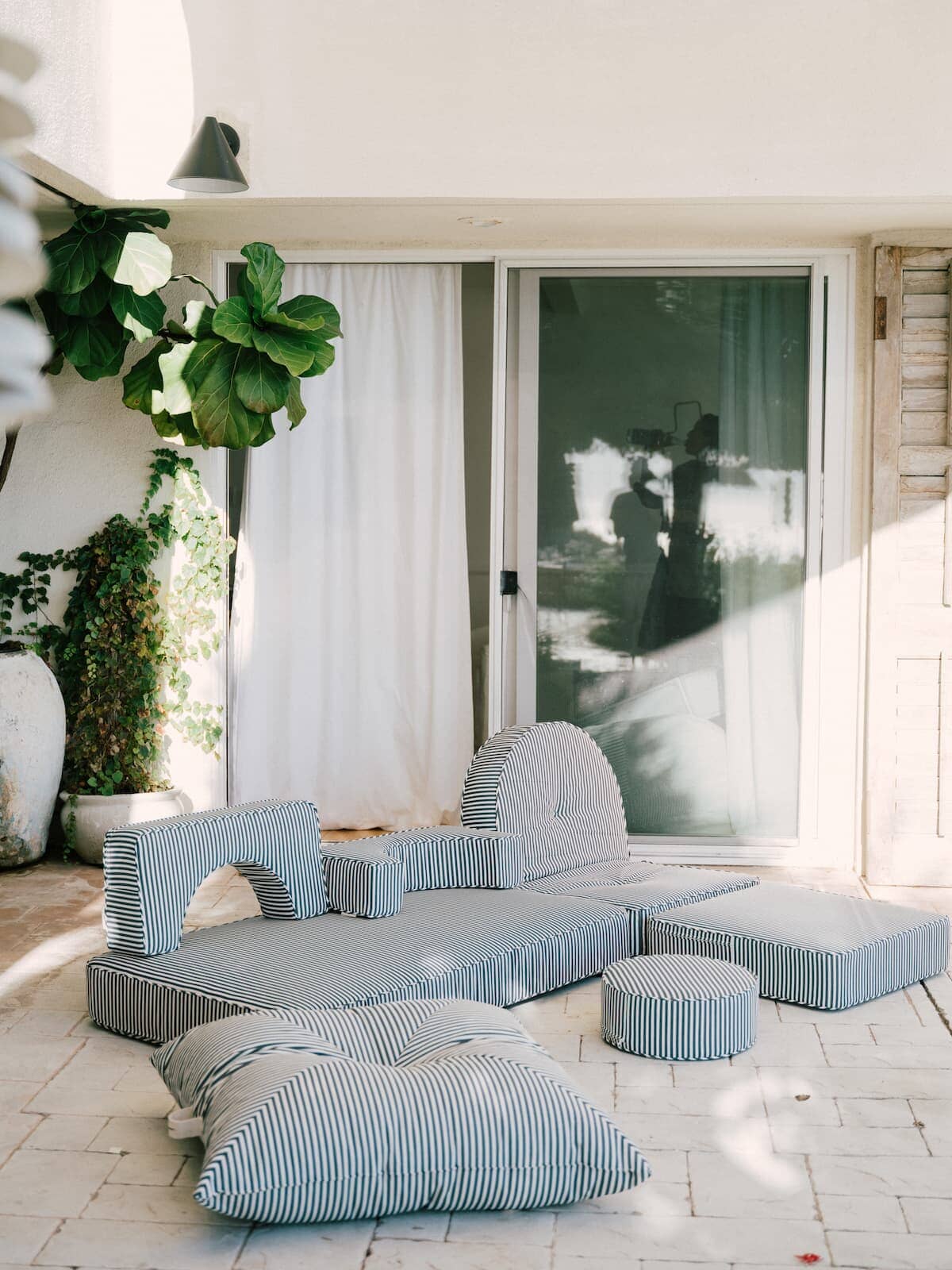 Floor pillow and modular set on a patio