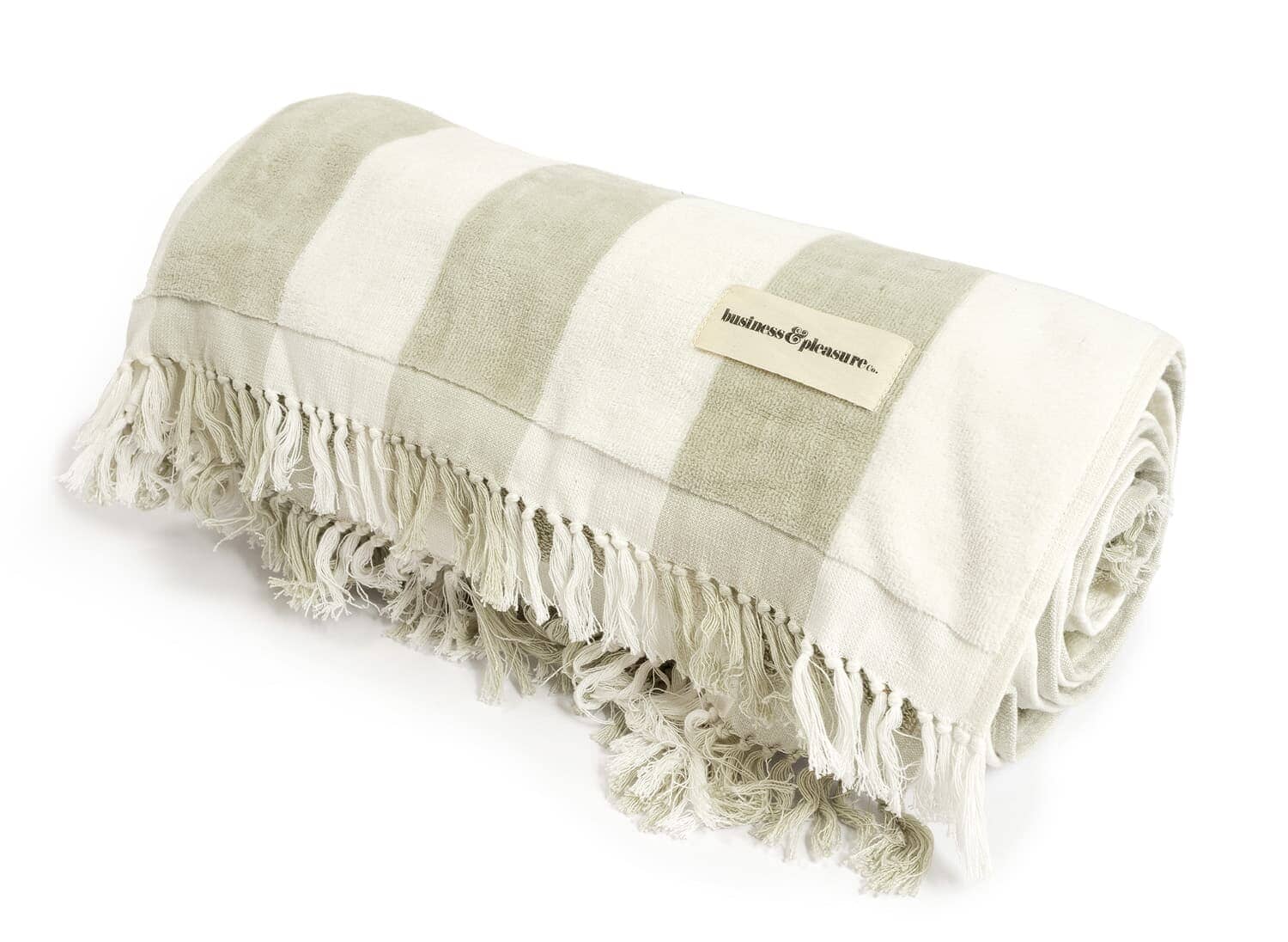 studio image of rolled up sage holiday blanket