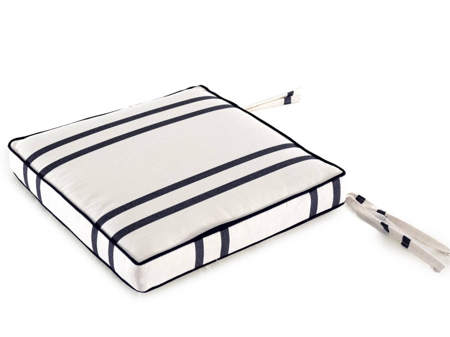 Studio image of malibu black stripe seat cushion