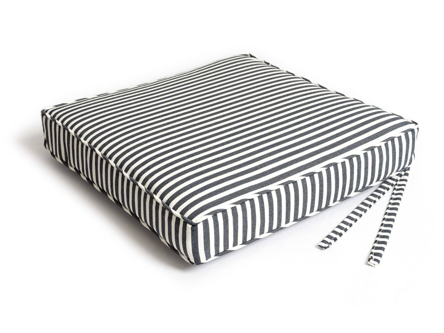 studio image of lauren's navy stripe seat pillow