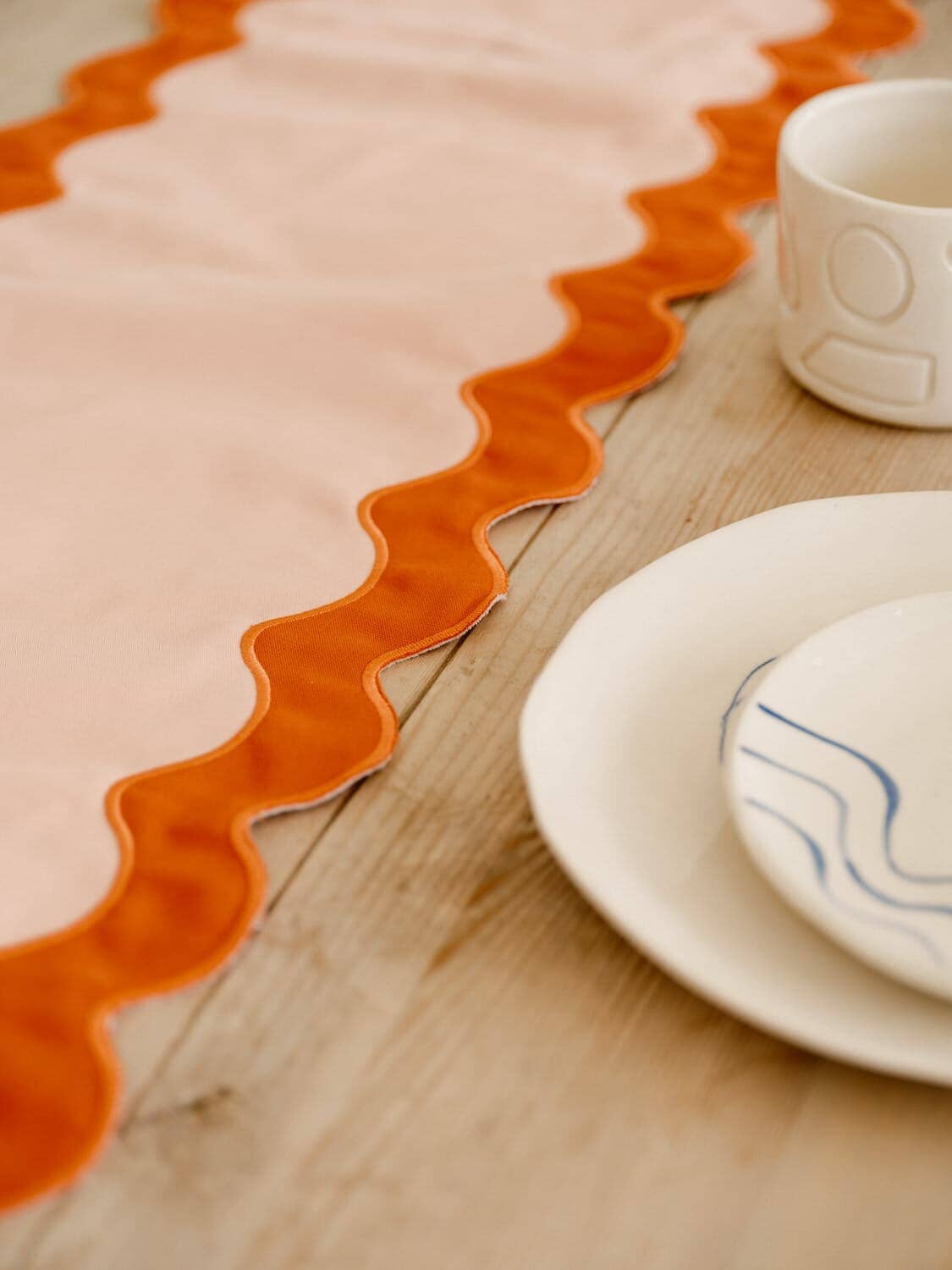 close up of riviera pink table runner