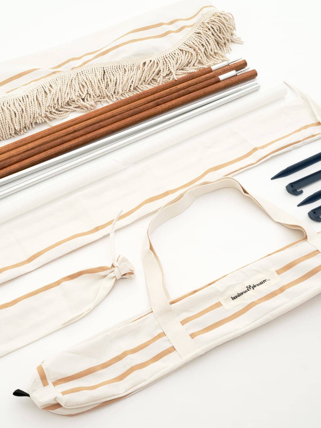 studio image of components of sand two stripe tent
