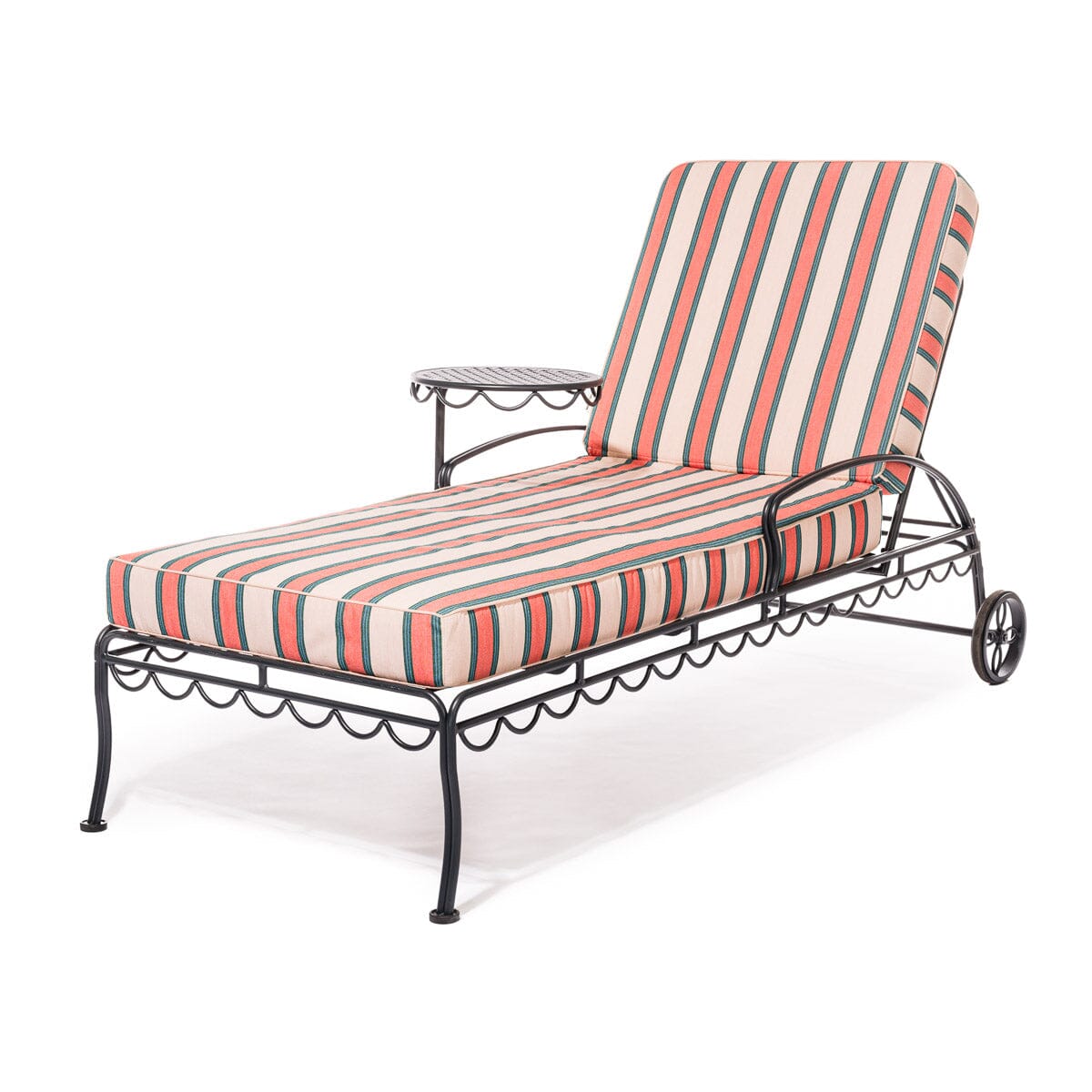 The Al Fresco Sun Lounger in Bistro Pink Stripe | Vintage Black Frame Bundle Business & Pleasure Co. 