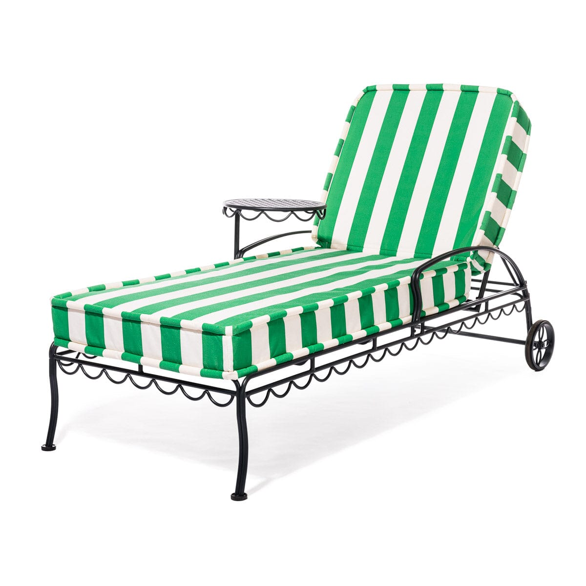 The Al Fresco Sun Lounger in Crew Canyon Green Stripe | Vintage Black Frame Bundle Business & Pleasure Co. 