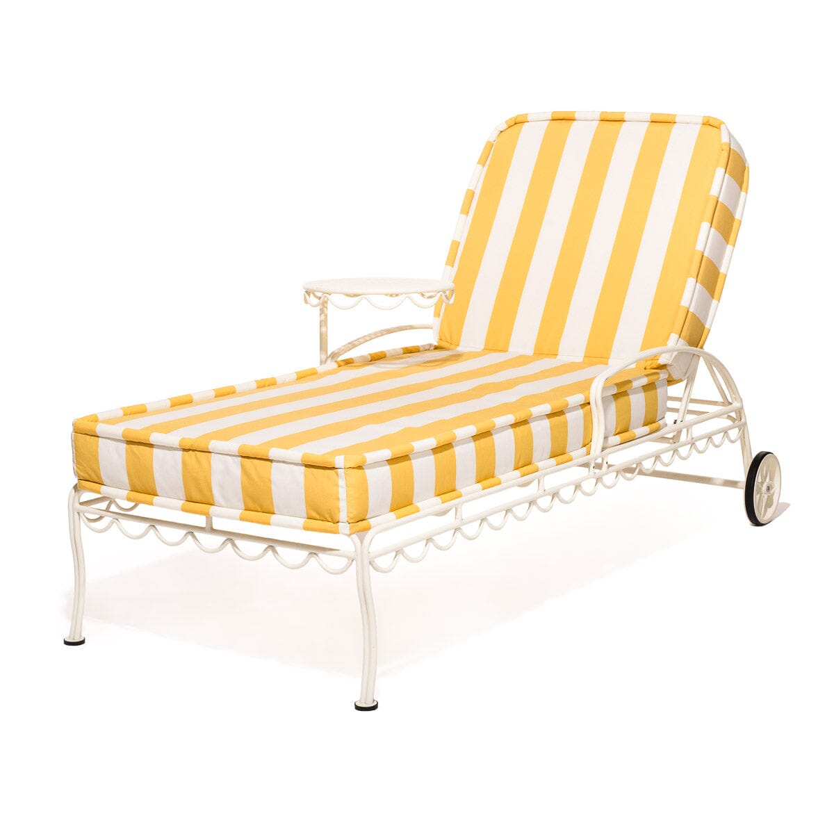 The Al Fresco Sun Lounger in Crew Mimosa Yellow Stripe | Antique White Frame Bundle Business & Pleasure Co. 