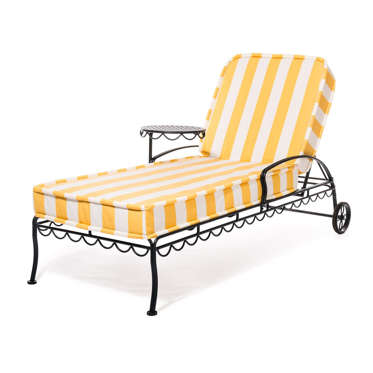 The Al Fresco Sun Lounger in Crew Mimosa Yellow Stripe | Vintage Black Frame Bundle Business & Pleasure Co. 