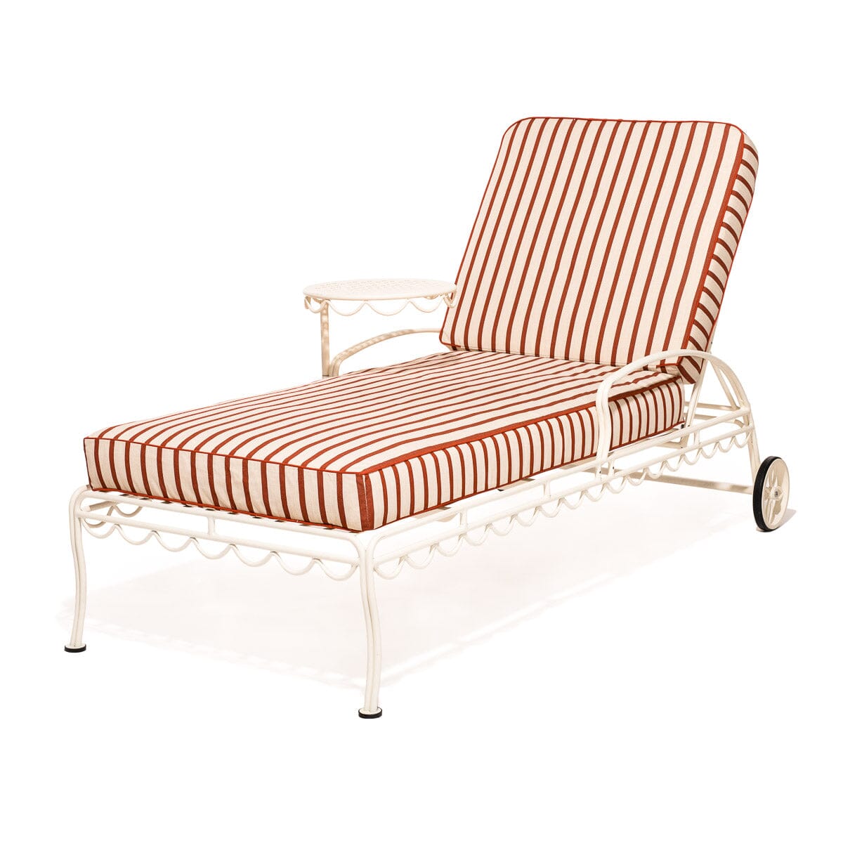 The Al Fresco Sun Lounger in Monaco Le Sirenuse Stripe | Antique White Frame Bundle Business & Pleasure Co. 