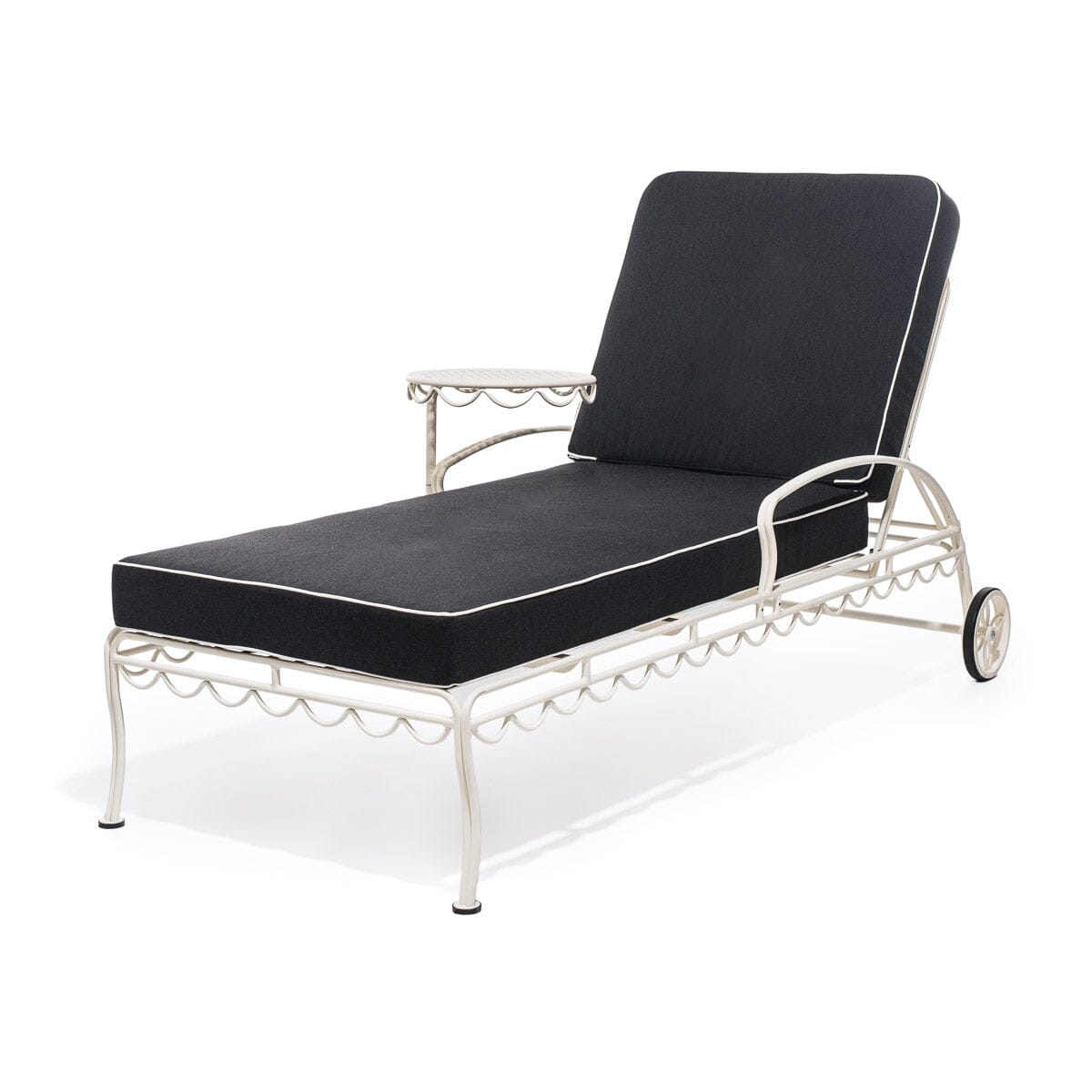 The Al Fresco Sun Lounger in Rivie Black | Antique White Frame Bundle Business & Pleasure Co. 