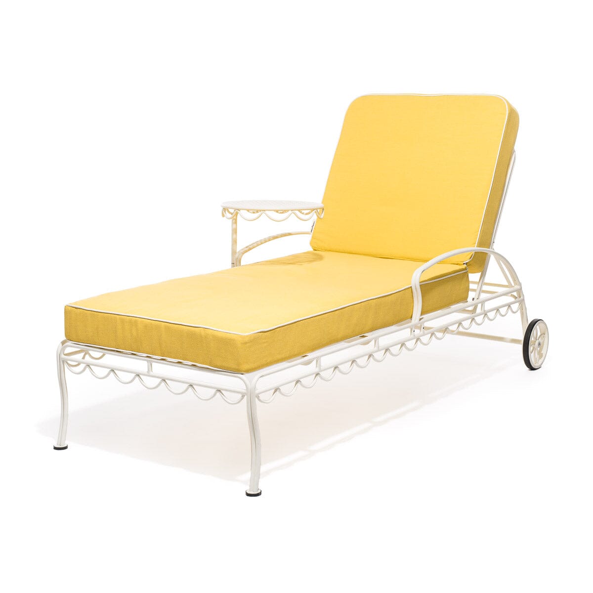 The Al Fresco Sun Lounger in Rivie Mimosa | Antique White Frame Bundle Business & Pleasure Co. 