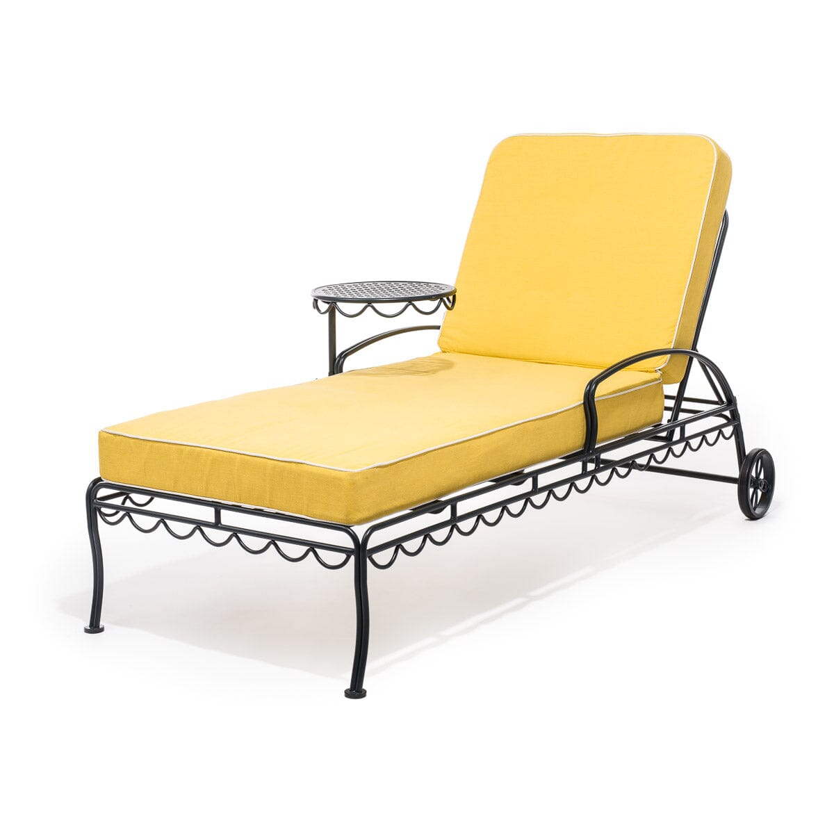 The Al Fresco Sun Lounger in Rivie Mimosa Yellow on Black Frame ...