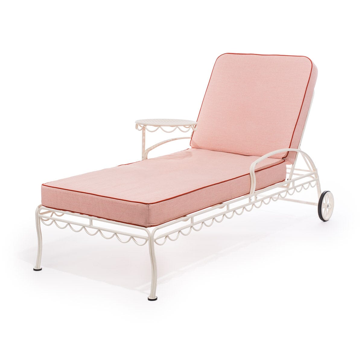 The Al Fresco Sun Lounger in Rivie Pink | Antique White Frame Bundle Business & Pleasure Co. 