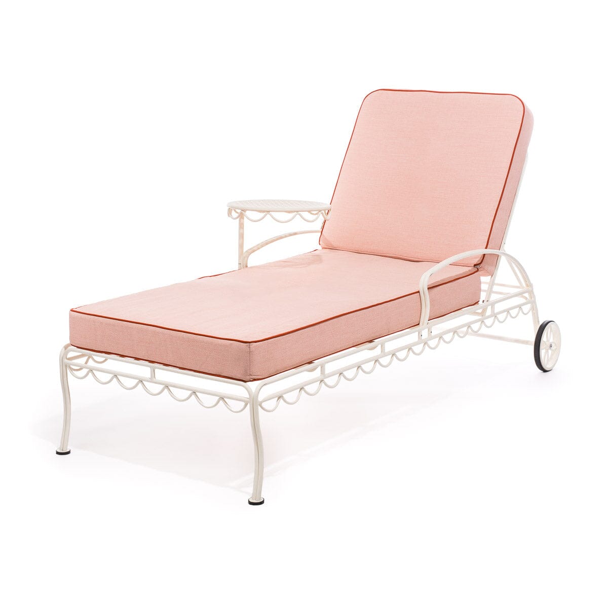 Product image of The Al Fresco Sun Lounger in Rivie Pink | Antique White Frame Bundle Business & Pleasure Co. 