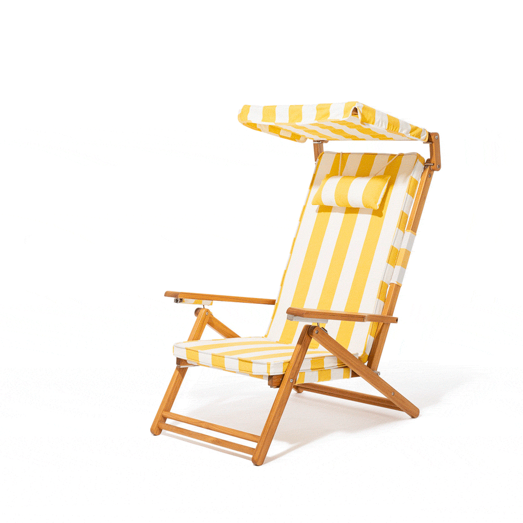 The Club Chair - Teak Natural - Crew Mimosa Yellow Stripe Club Chair Business & Pleasure Co. 