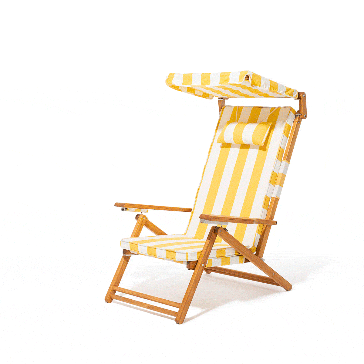 The Club Chair - Teak Natural - Crew Mimosa Yellow Stripe Club Chair Business & Pleasure Co. 
