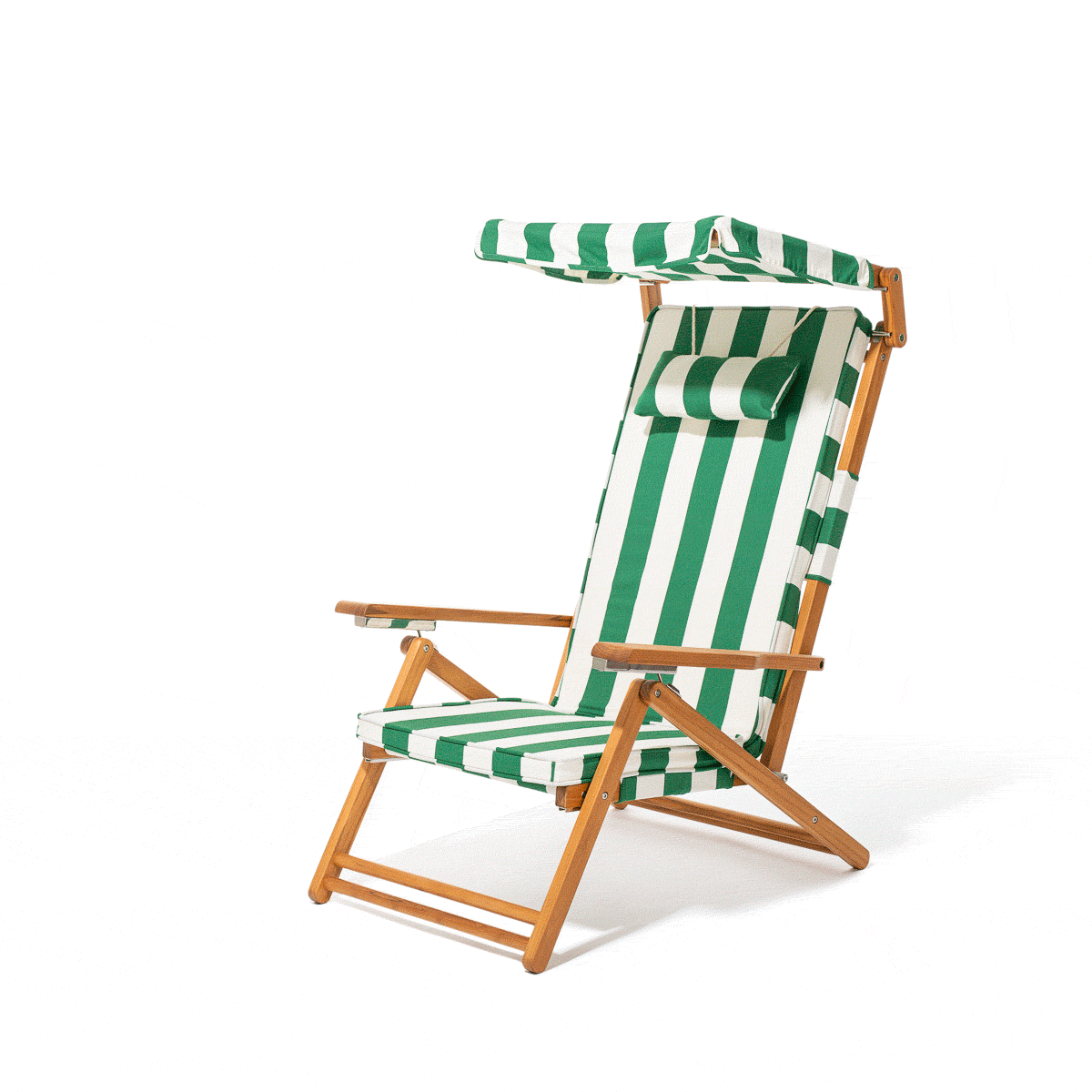 The Club Chair - Teak Natural - Crew Canyon Green Stripe Club Chair Business & Pleasure Co. 