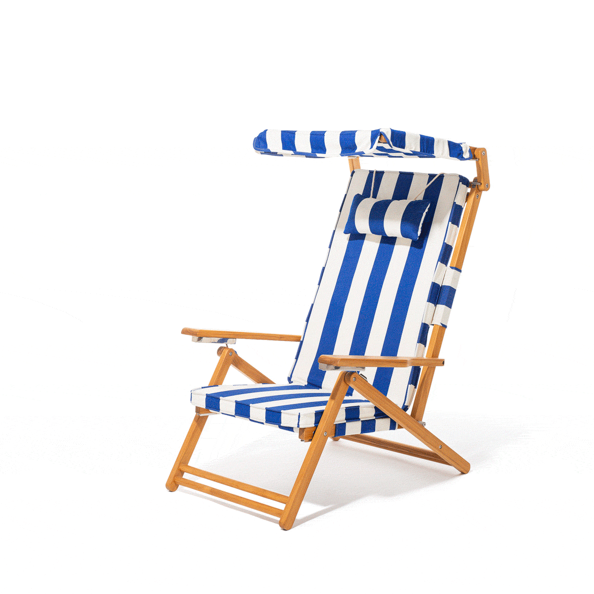 The Club Chair - Teak Natural - Crew Mediterranean Blue Stripe Club Chair Business & Pleasure Co. 