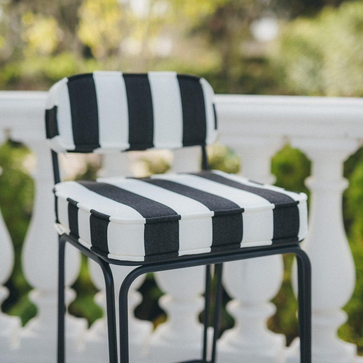 The Waterhouse Bistro Stool Cushion Set - Crew Vintage Black Stripe Waterhouse Bistro Stool Cushion Set Business & Pleasure Co. 
