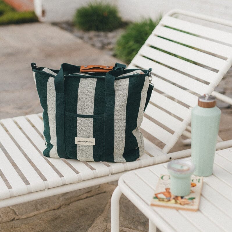 The Cooler Tote Bag Business & Pleasure Co. Terry Green Stripe 