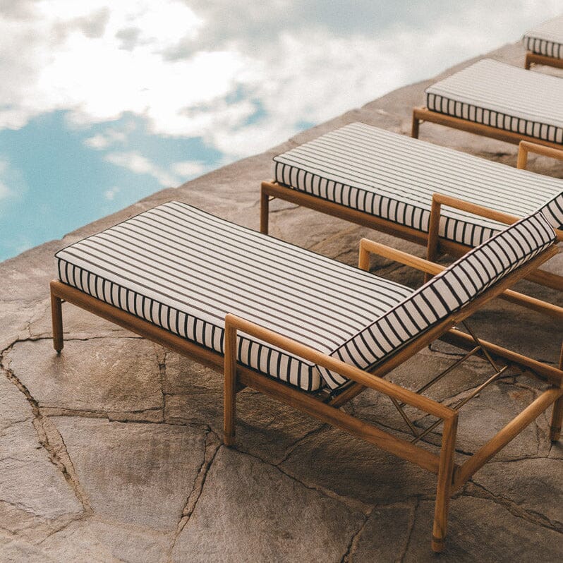 The WES Sun Lounger in Monaco Black Stripe | Teakwood Gold Frame Wes Sun Lounger Kit Business & Pleasure Co. 