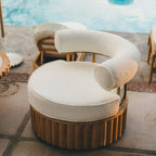 Daisy Accent Swivel Chair in Boucle Antique White | Teakwood Daisy Accent Chair Kit Business & Pleasure Co. 