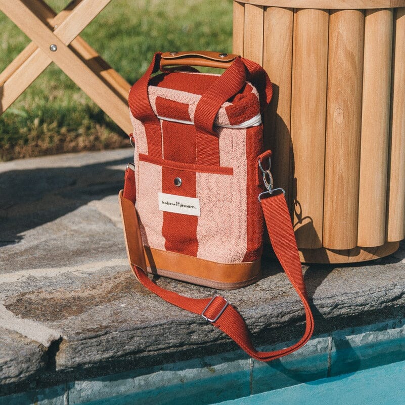 The Wine Cooler Tote Bag Wine Cooler Tote Bag Business & Pleasure Co. Terry Terracotta Stripe 