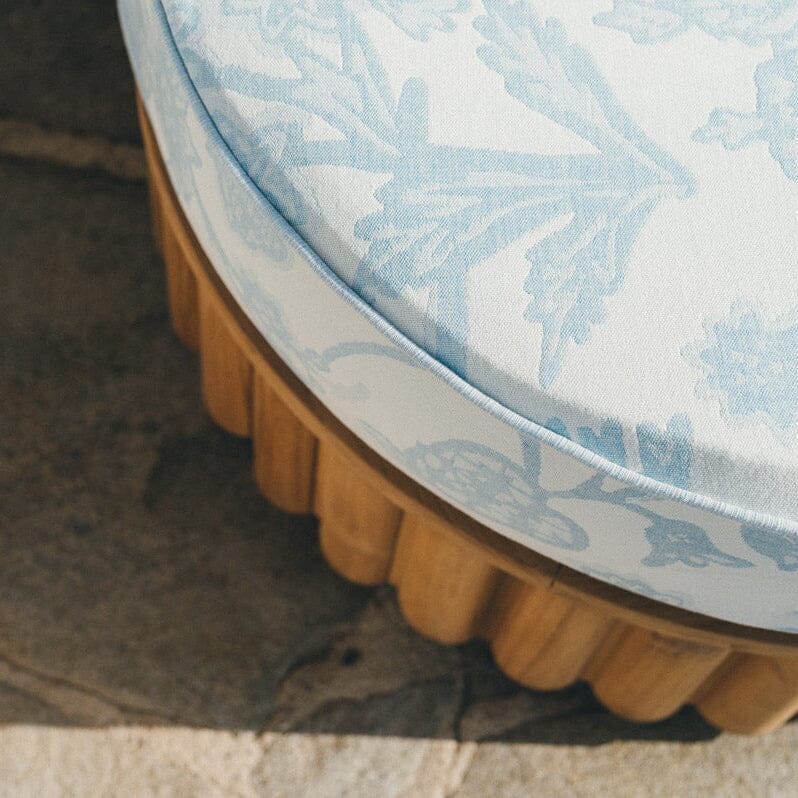 Daisy Sun Lounger in Hanalei Bay Blue Jacquard | Teakwood Frame Daisy Sun Lounger Kit Business & Pleasure Co. 