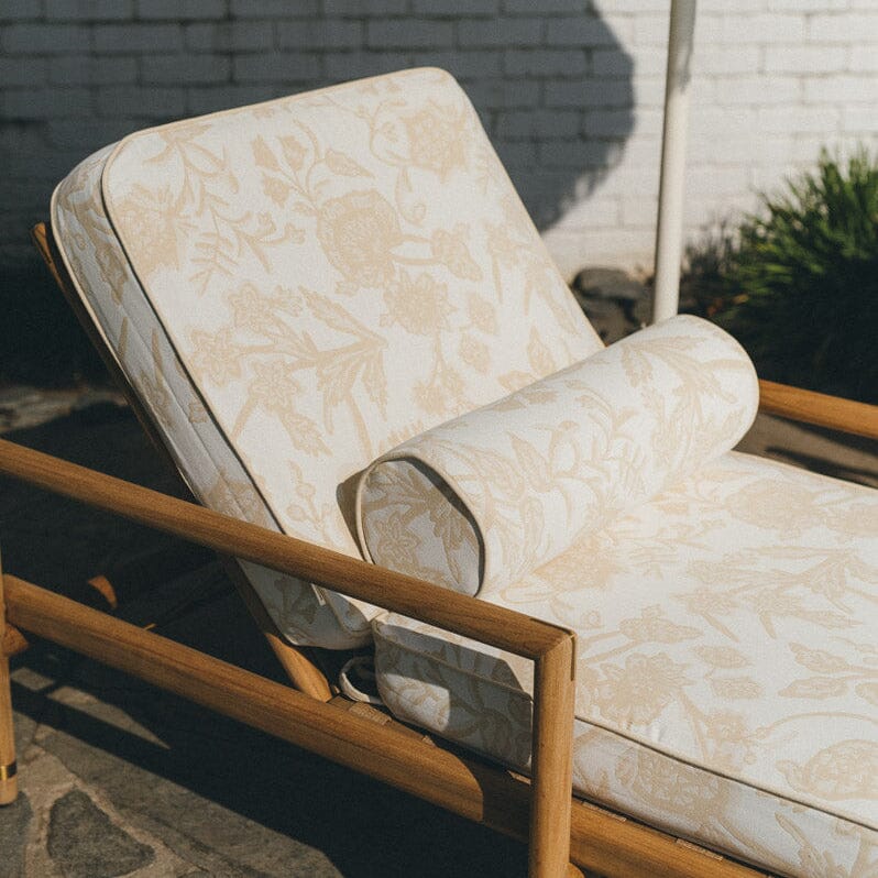 The WES Sun Lounger Business & Pleasure Co. Hanalei Bay Natural Jacquard Teakwood 